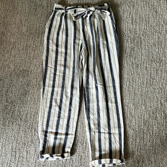Striped Linen blend pants. Size M - Picture 1 of 5